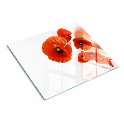 Glass kitchen board Poppy flowers in red color