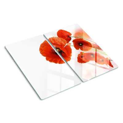 Glass kitchen board Poppy flowers in red color