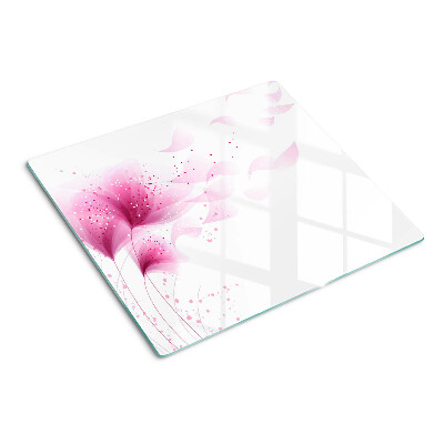 Glass kitchen board Flowers in shades of pink