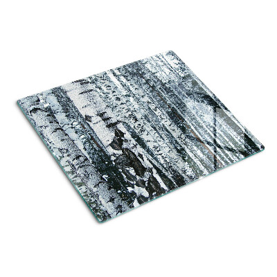 Glass chopping board Birch forest in winter scenery