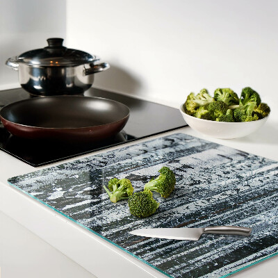Glass chopping board Birch forest in winter scenery
