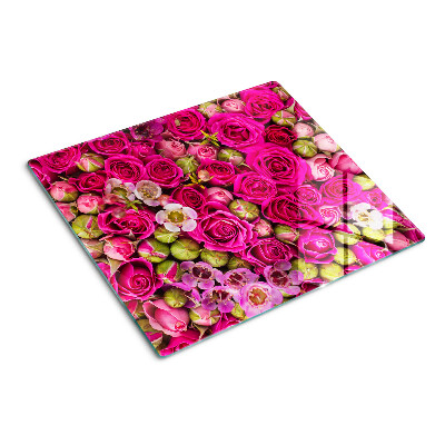 Glass kitchen board Pink flowers in a bouquet