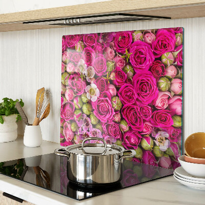 Glass kitchen board Pink flowers in a bouquet