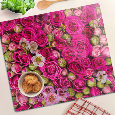Glass kitchen board Pink flowers in a bouquet