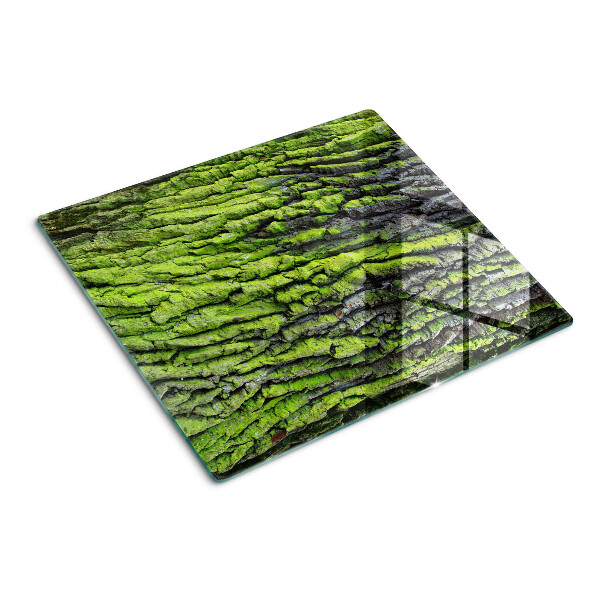 Glass chopping board Green tree bark