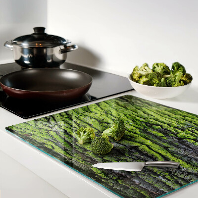 Glass chopping board Green tree bark