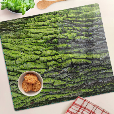 Glass chopping board Green tree bark
