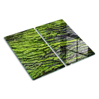 Glass chopping board Green tree bark