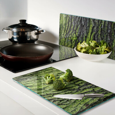Glass chopping board Green tree bark