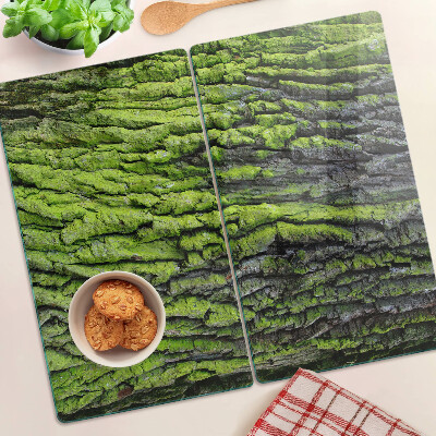 Glass chopping board Green tree bark