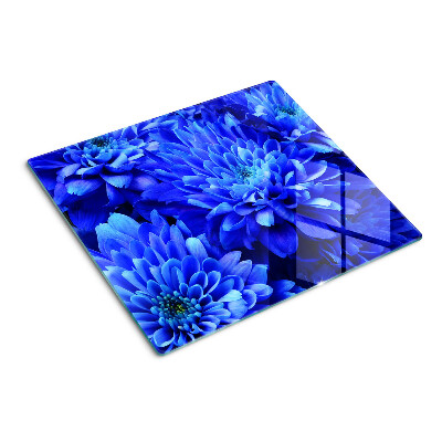 Glass kitchen board Blue chrysanthemum flowers