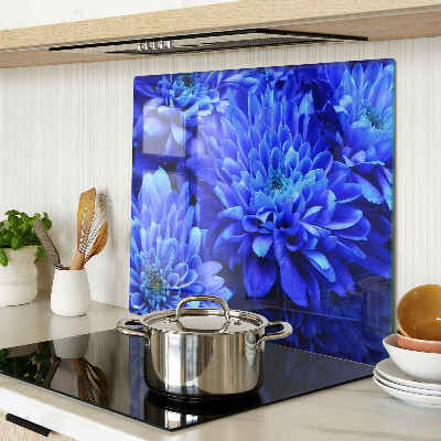 Glass kitchen board Blue chrysanthemum flowers