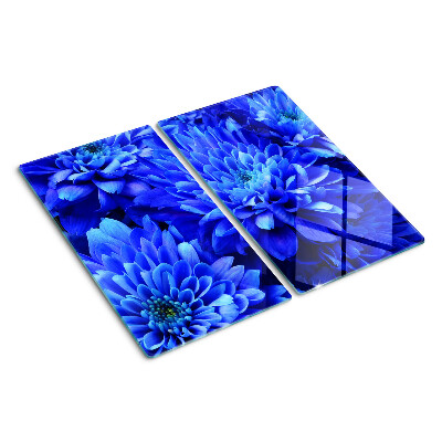Glass kitchen board Blue chrysanthemum flowers