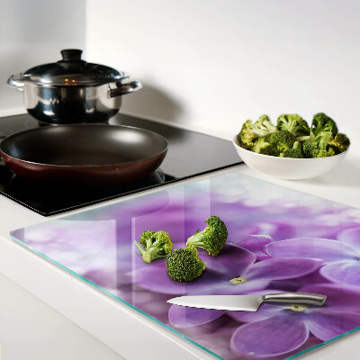 Glass chopping board Flowers in shades of purple