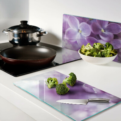 Glass chopping board Flowers in shades of purple