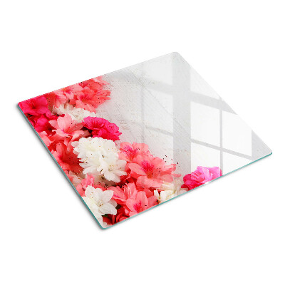 Glass chopping board Flowers in shades of pink and white
