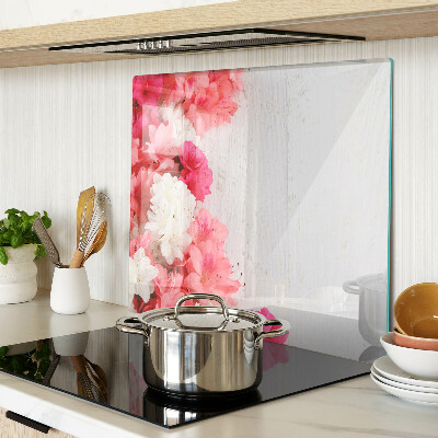 Glass chopping board Flowers in shades of pink and white
