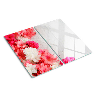 Glass chopping board Flowers in shades of pink and white