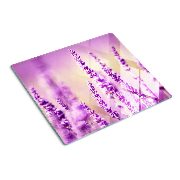 Glass chopping board Lavender flowers on a gradient background