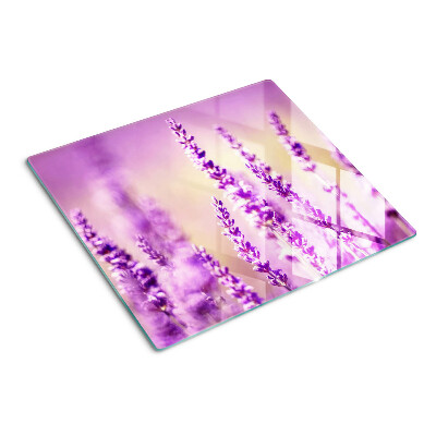 Glass chopping board Lavender flowers on a gradient background