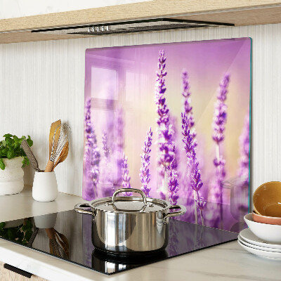 Glass chopping board Lavender flowers on a gradient background