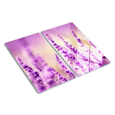Glass chopping board Lavender flowers on a gradient background