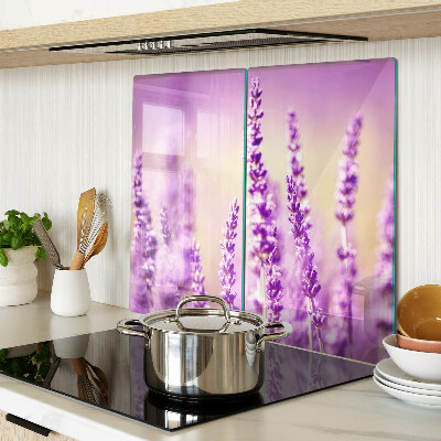 Glass chopping board Lavender flowers on a gradient background