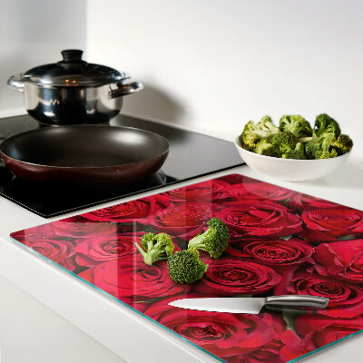 Glass kitchen board Red roses