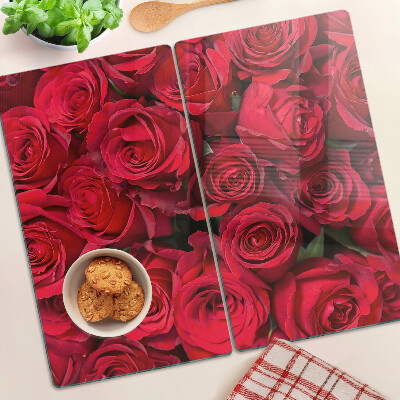 Glass kitchen board Red roses