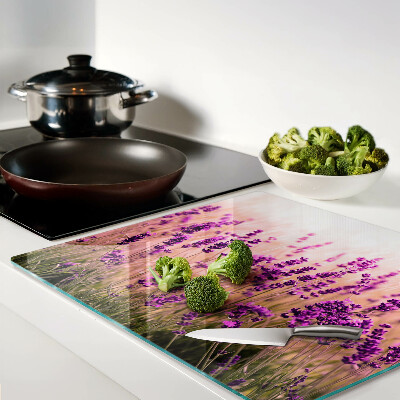Glass chopping board Lavender field in the sun's rays