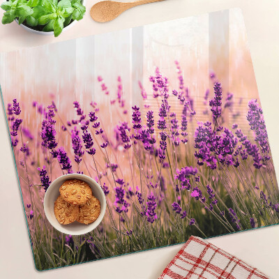 Glass chopping board Lavender field in the sun's rays