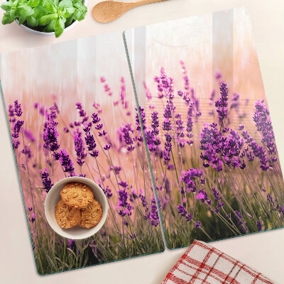 Glass chopping board Lavender field in the sun's rays