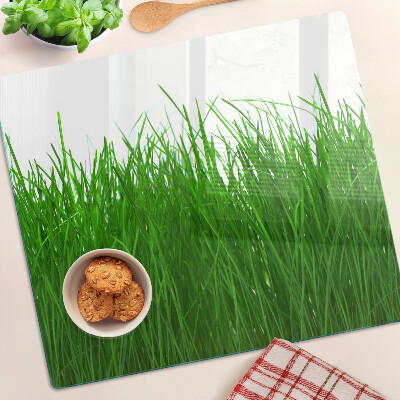 Glass chopping board Grass in the sun