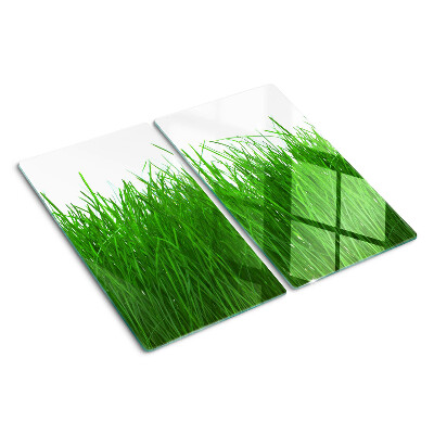 Glass chopping board Grass in the sun