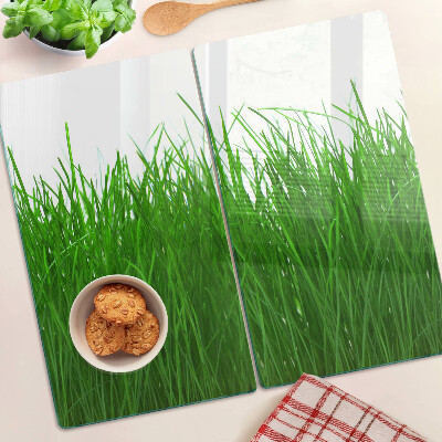 Glass chopping board Grass in the sun