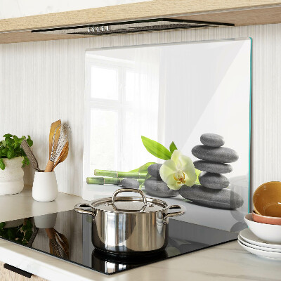 Glass kitchen board Orchid and spa stones