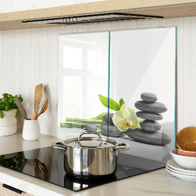 Glass kitchen board Orchid and spa stones