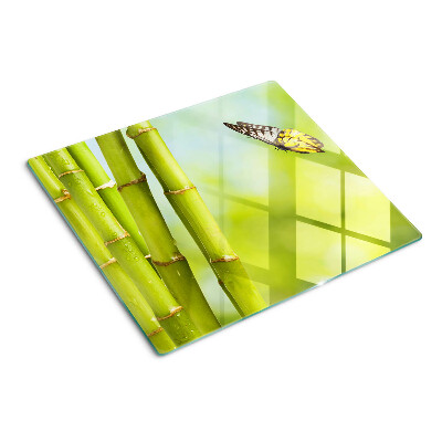 Glass kitchen board Bamboo and butterfly design