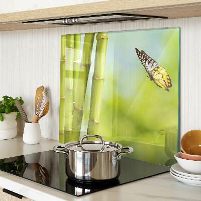 Glass kitchen board Bamboo and butterfly design