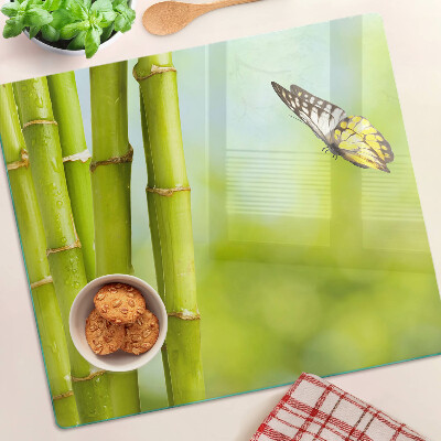 Glass kitchen board Bamboo and butterfly design