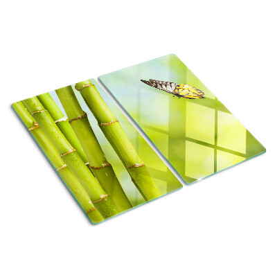 Glass kitchen board Bamboo and butterfly design