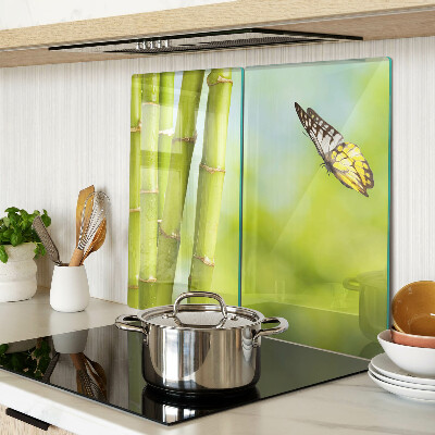 Glass kitchen board Bamboo and butterfly design