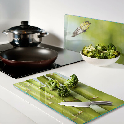 Glass kitchen board Bamboo and butterfly design