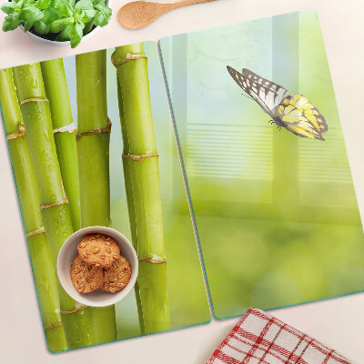 Glass kitchen board Bamboo and butterfly design