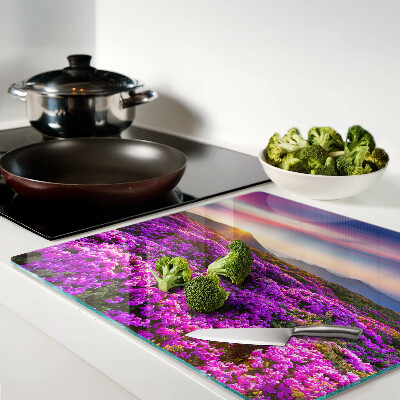 Glass chopping board Flower landscape in sunset