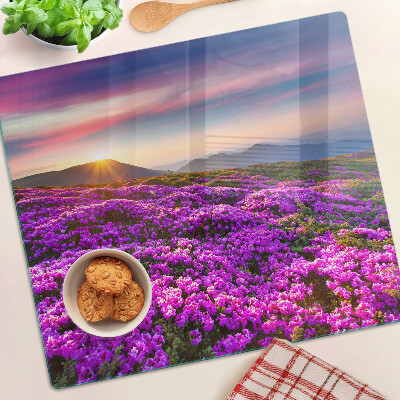 Glass chopping board Flower landscape in sunset