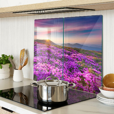 Glass chopping board Flower landscape in sunset
