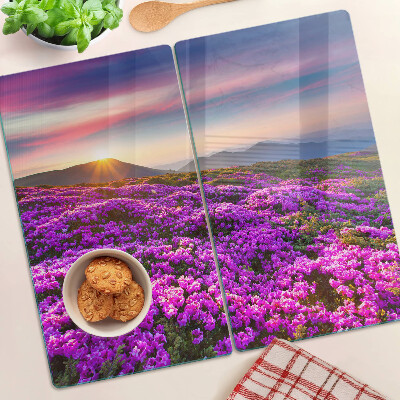 Glass chopping board Flower landscape in sunset