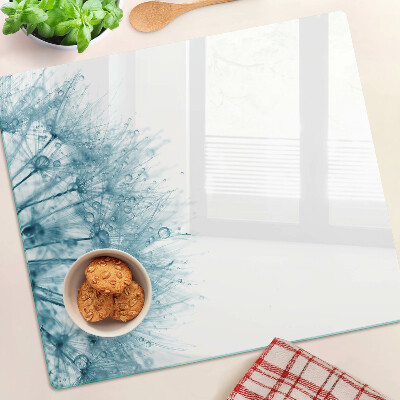 Glass kitchen board Dandelions with water drops