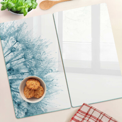 Glass kitchen board Dandelions with water drops